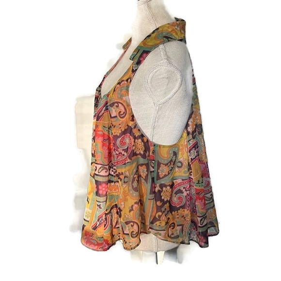 Free People Strawberry Oversized Flowy Colorful Scoop Neck Racerback Tank; M - Picture 5 of 16